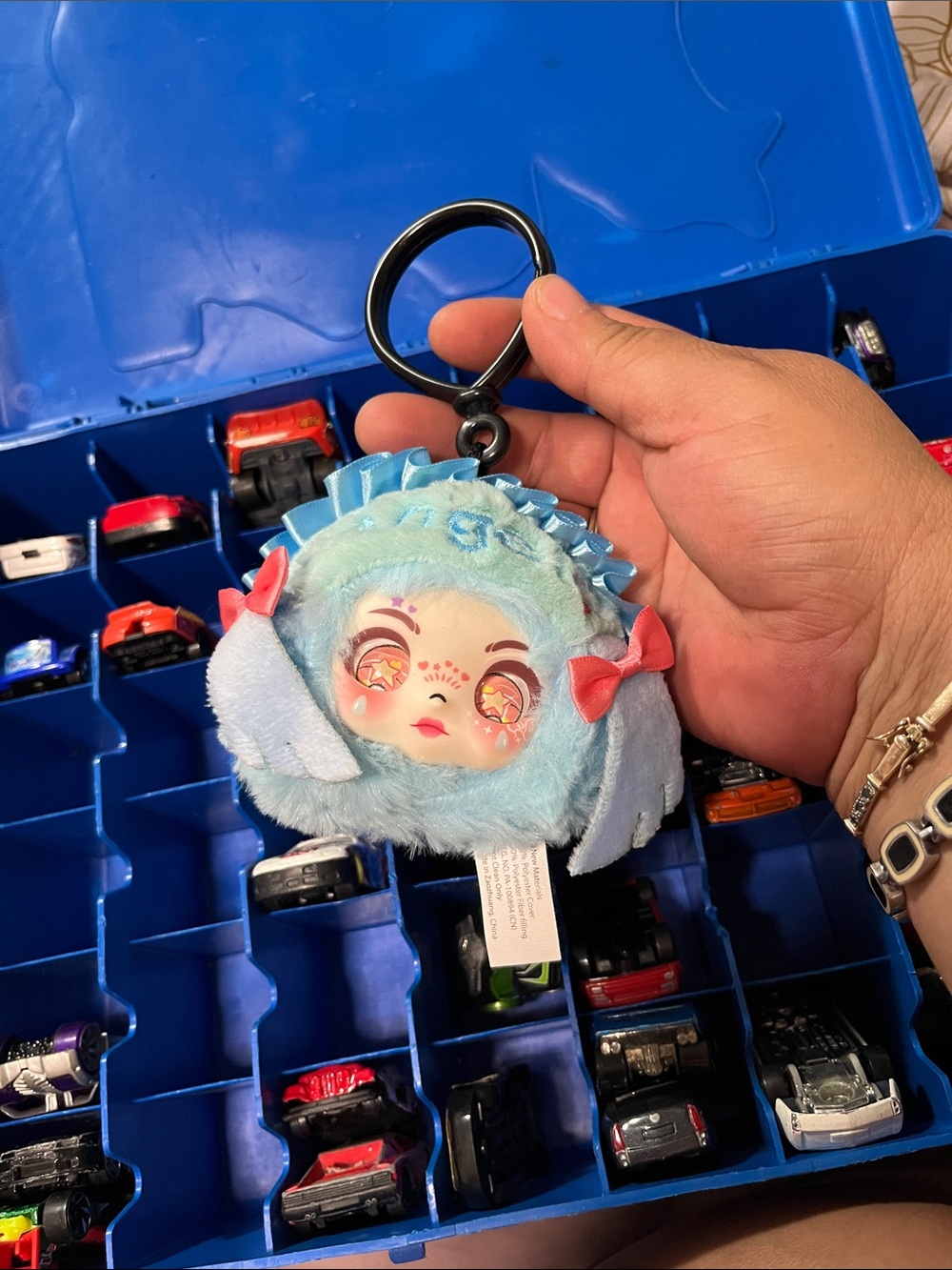 Blue Plush Character Bag Charm Keychain for Kids
